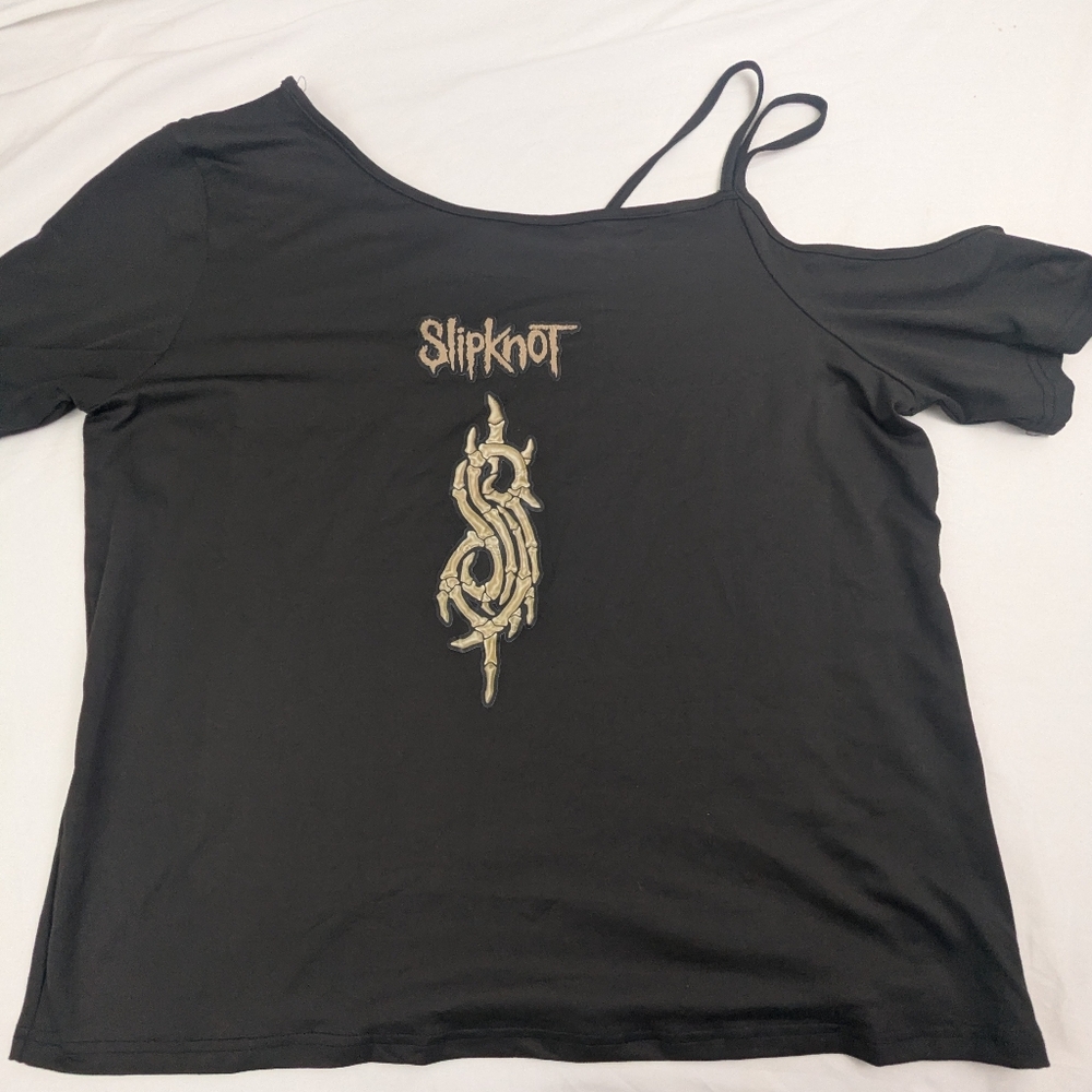 Slipknot Cold Shoulder Black Blouse  With Band Logo On Front Size XXL